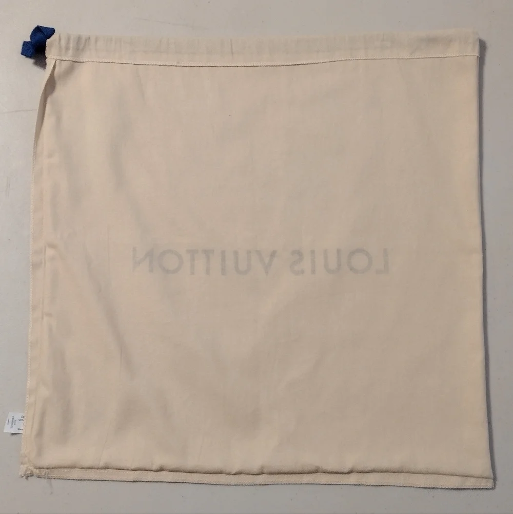 Louis Vuitton Cream Black Logo Blue Drawstring Dust Bag